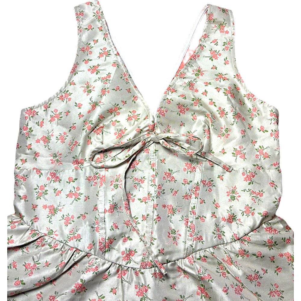 CIDER V-NECK FLORAL KNOTTED CORSET POCKET MINI DRESS - Picture 3 of 12